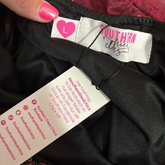 Southern Fried Chics sequin off the shoulder mini dress boutique NWT✨ - Picture 5 of 6